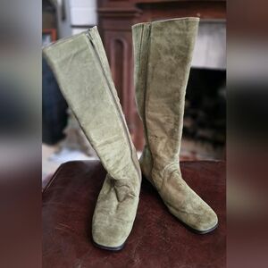 Olive Suede Knee-High Boots Size 9W